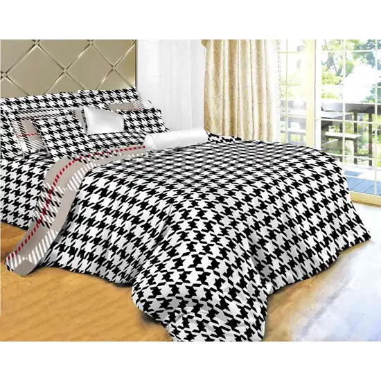 King Size Duvet Cover Sheets Set, Houndstooth Check Photo 2