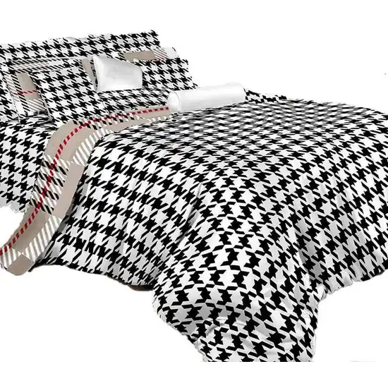 King Size Duvet Cover Sheets Set, Houndstooth Check Photo 3