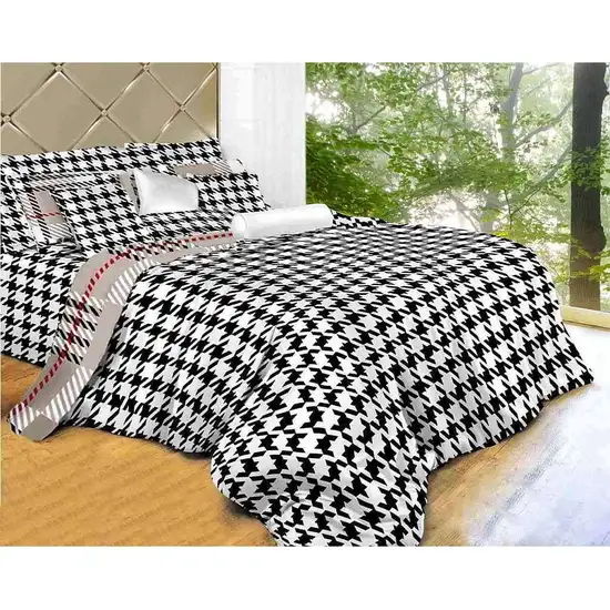 King Size Duvet Cover Sheets Set, Houndstooth Check Photo 1