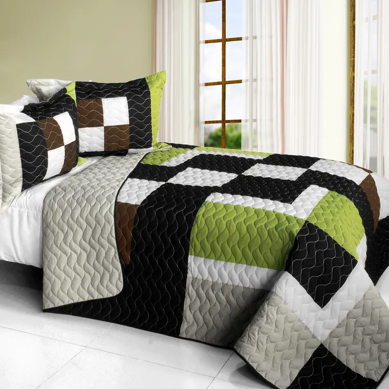 Earth Chant - 3PC Vermicelli - Quilted Patchwork Quilt Set (Full/Queen Size) Photo 1