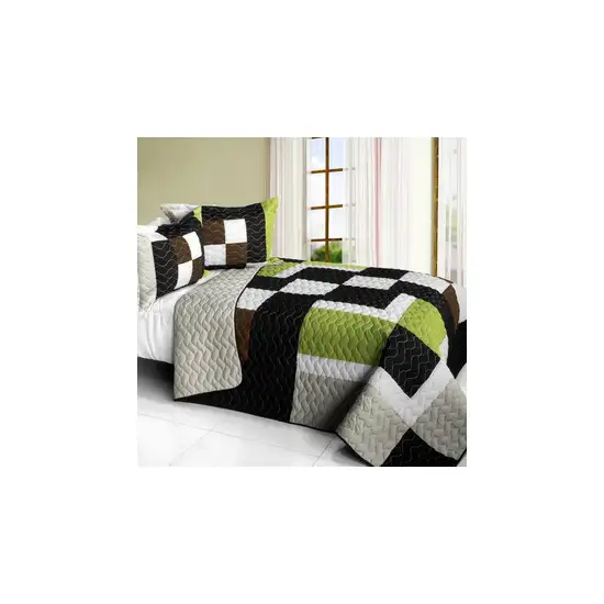 Earth Chant -  3PC Vermicelli - Quilted Patchwork Quilt Set (Full/Queen Size) Photo 2
