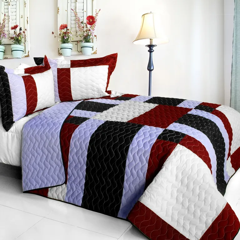 Elegant Voice - Brand New Vermicelli-Quilted Patchwork Quilt Set Full/Queen Photo 1