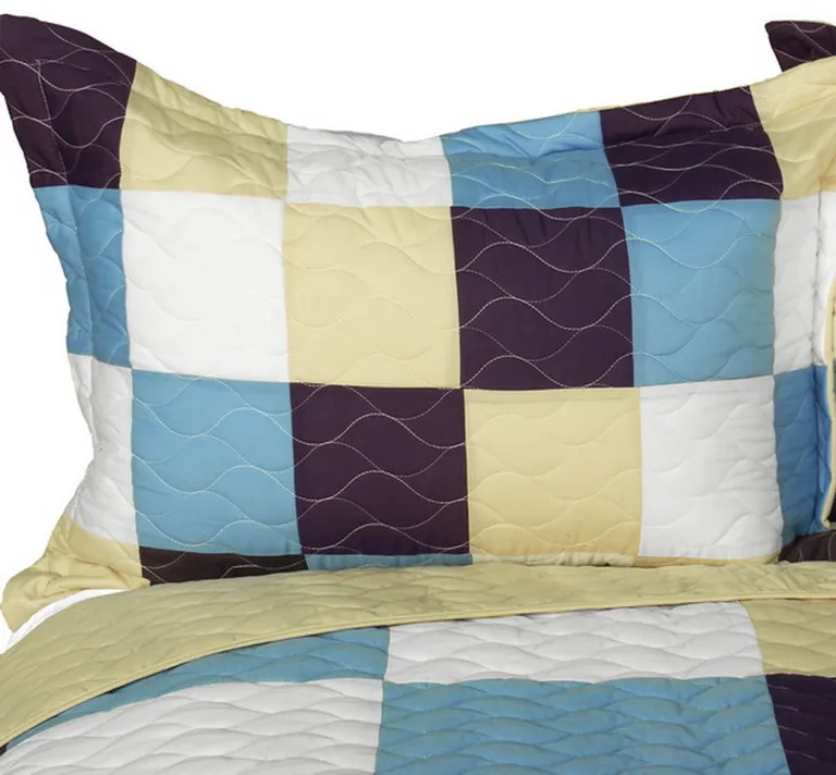 Elegant Wine - 3PC Vermicelli-Quilted Patchwork Quilt Set (Full/Queen Size) Photo 2