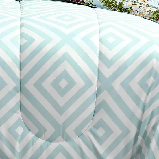 Elia 8 Piece Polyester King Comforter Set, Tropical Design Photo 4