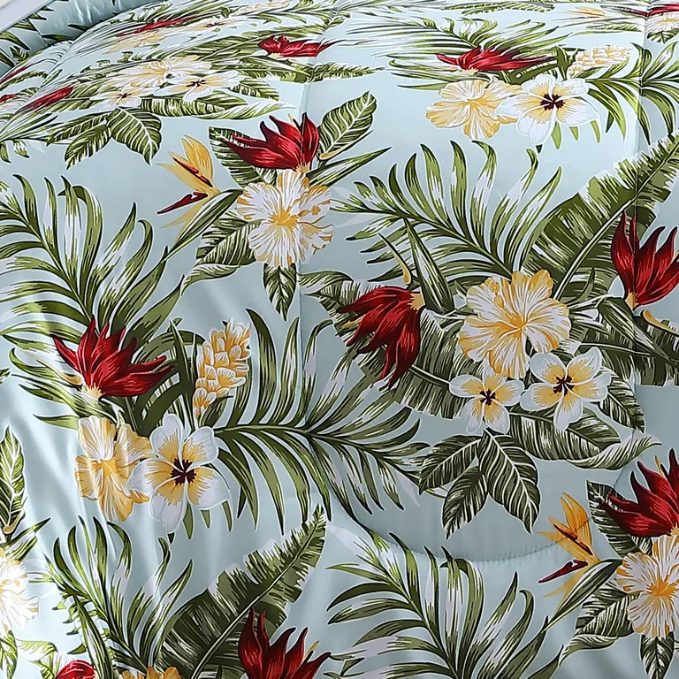 Elia 8 Piece Polyester King Comforter Set, Tropical Design Photo 3