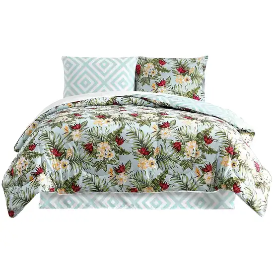 Elia 8 Piece Polyester King Comforter Set, Tropical Design Photo 2
