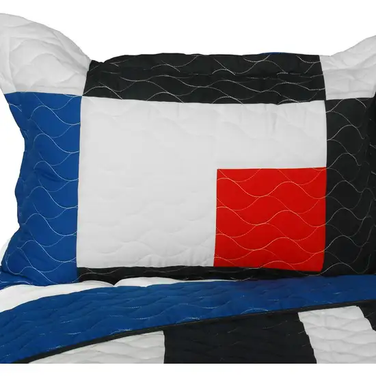 Ending -  Vermicelli-Quilted Patchwork Geometric Quilt Set Full/Queen Photo 2