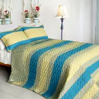 Photo of Endless Horizon - 3PC Vermicelli-Quilted Patchwork Quilt Set (Full/Queen Size)