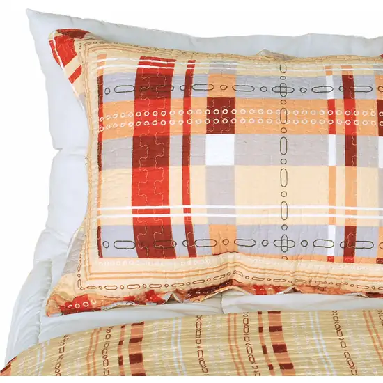 Enthusiasm Waltz -  Cotton 3PC Vermicelli-Quilted Plaid Patchwork Quilt Set (Full/Queen Size) Photo 2