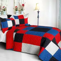Photo of Eternal Passion - Vermicelli-Quilted Patchwork Geometric Quilt Set Full/Queen