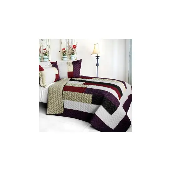 Eternal Promiss -  3PC Vermicelli - Quilted Patchwork Quilt Set (Full/Queen Size) Photo 2