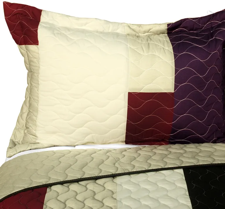 Eternal Promiss - 3PC Vermicelli - Quilted Patchwork Quilt Set (Full/Queen Size) Photo 2