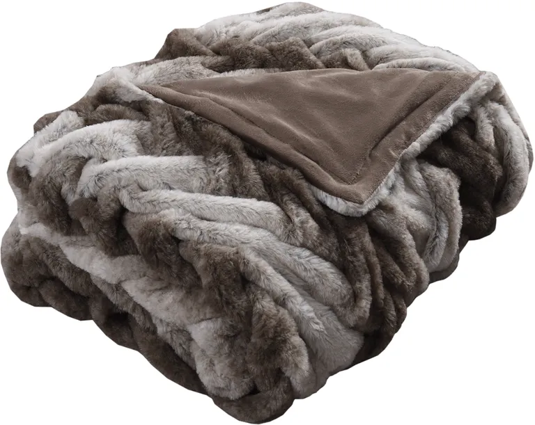 Eus Faux Fur Braided Reverse Flannel Throw The Urban Port Photo 3