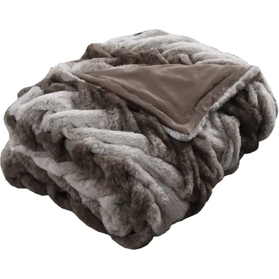 Eus Faux Fur Braided Reverse Flannel Throw The Urban Port Photo 3