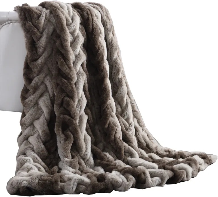 Eus Faux Fur Braided Reverse Flannel Throw The Urban Port Photo 1