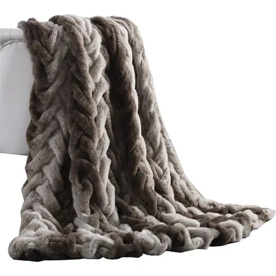 Eus Faux Fur Braided Reverse Flannel Throw The Urban Port Photo 1