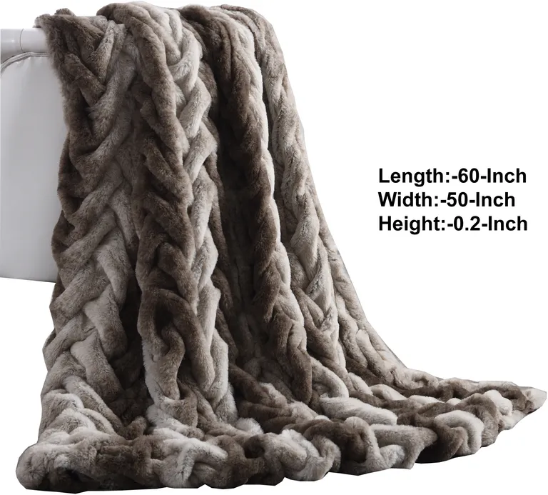 Eus Faux Fur Braided Reverse Flannel Throw The Urban Port Photo 4