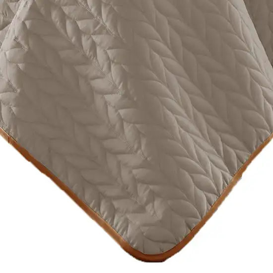 Eva 3 Piece King Microfiber Reversible Coverlet Set, Quilted, Gray, Orange Photo 4