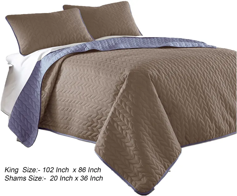 Eva 3 Piece King Microfiber Reversible Coverlet Set, Quilted Photo 5