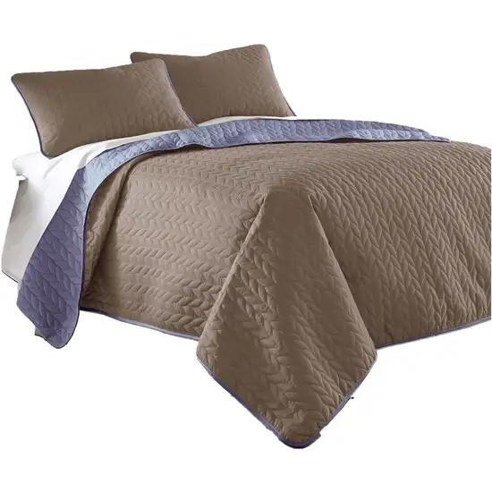 Eva 3 Piece King Microfiber Reversible Coverlet Set, Quilted Photo 1