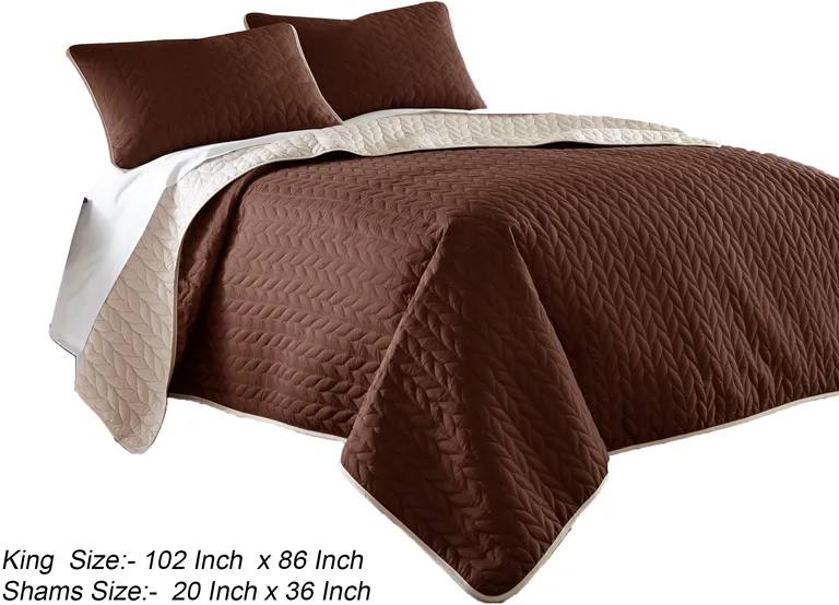 Eva 3 Piece King Microfiber Reversible Coverlet Set, Quilted Photo 5