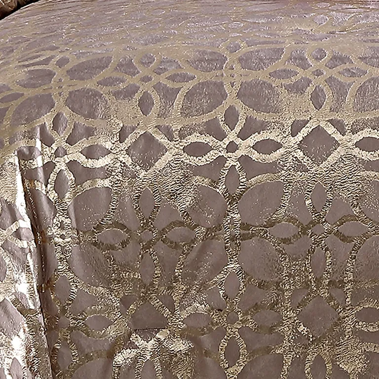 Eve 10 Piece Full Size Poly Velvet Comforter Set, Foil Pattern Photo 3