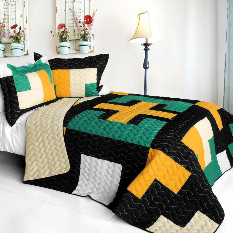 Faithful Pray - 3PC Vermicelli - Quilted Patchwork Quilt Set (Full/Queen Size) Photo 1