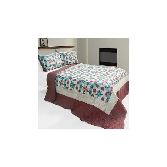 Falling Snow -  3PC Cotton Vermicelli-Quilted Printed Quilt Set (Full/Queen Size) Photo 4