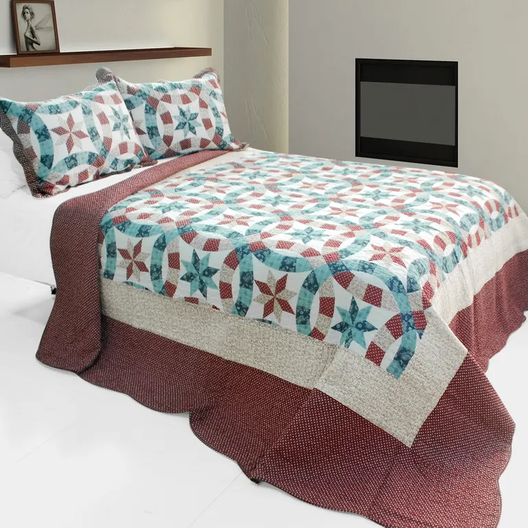 Falling Snow - 3PC Cotton Vermicelli-Quilted Printed Quilt Set (Full/Queen Size) Photo 3