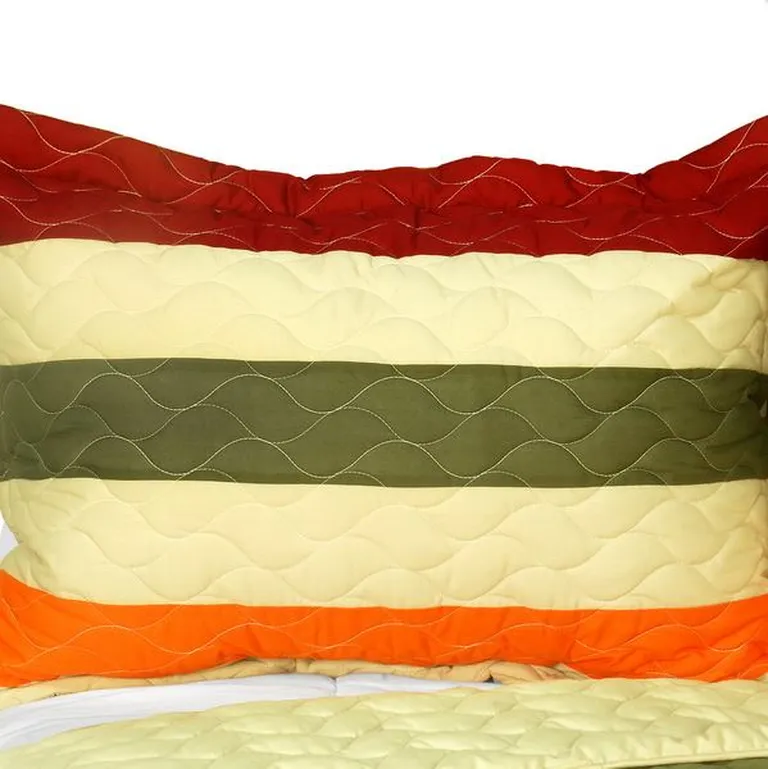 Fanny Lorraine - 3PC Vermicelli-Quilted Patchwork Quilt Set (Full/Queen Size) Photo 1