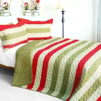Photo of Fashions Connie - 3PC Vermicelli-Quilted Patchwork Quilt Set (Full/Queen Size)