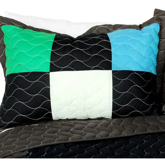 Fatal Attraction-2 -  Vermicelli-Quilted Patchwork Plaid Quilt Set Twin Photo 2