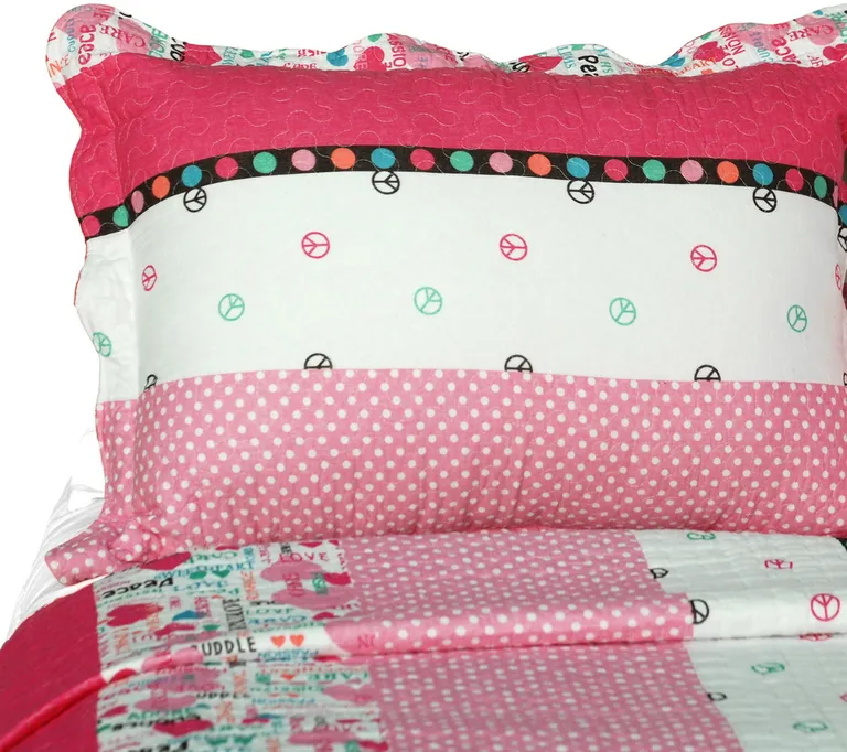 Fearless - Cotton 3PC Vermicelli-Quilted Striped Printed Quilt Set (Full/Queen Size) Photo 2