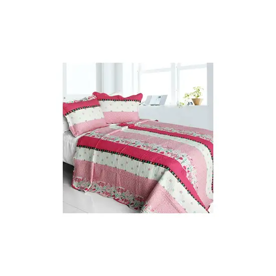 Fearless -  Cotton 3PC Vermicelli-Quilted Striped Printed Quilt Set (Full/Queen Size) Photo 2