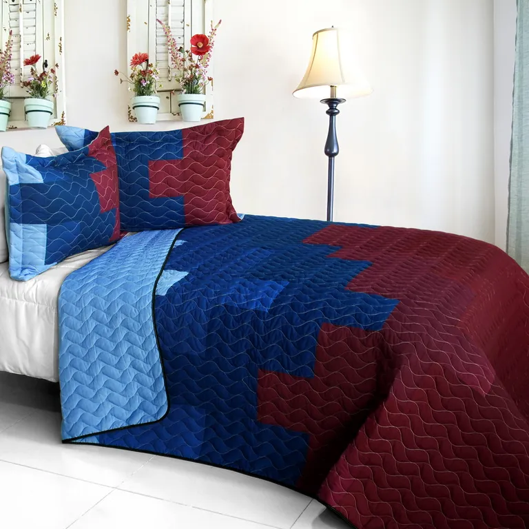 Fire & Ice - 3PC Vermicelli - Quilted Patchwork Quilt Set (Full/Queen Size) Photo 1