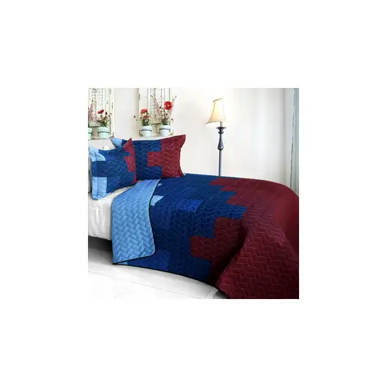 Fire & Ice -  3PC Vermicelli - Quilted Patchwork Quilt Set (Full/Queen Size) Photo 2