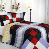 Photo of Floral City - 3PC Vermicelli-Quilted Patchwork Quilt Set (Full/Queen Size)