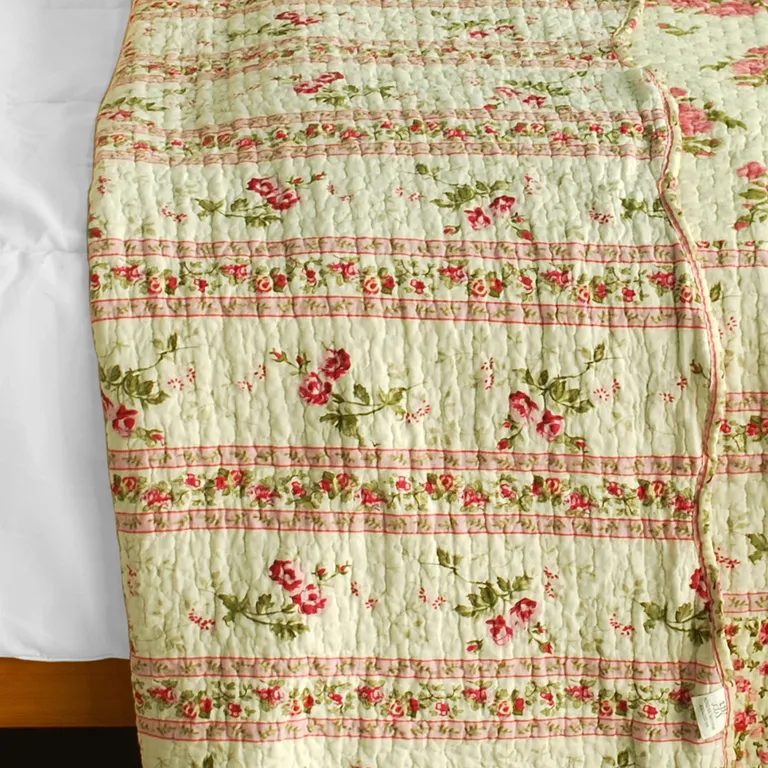 Foliflora - Cotton 3PC Vermicelli-Quilted Patchwork Quilt Set (Full/Queen Size) Photo 3