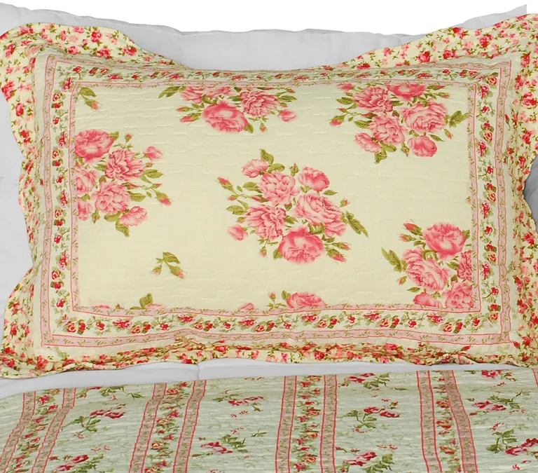 Foliflora - Cotton 3PC Vermicelli-Quilted Patchwork Quilt Set (Full/Queen Size) Photo 2