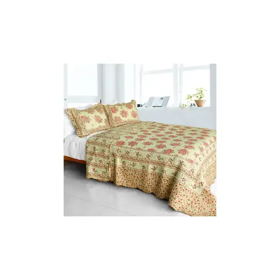 Foliflora -  Cotton 3PC Vermicelli-Quilted Patchwork Quilt Set (Full/Queen Size) Photo 2