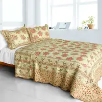 Photo of Foliflora - Cotton 3PC Vermicelli-Quilted Patchwork Quilt Set (Full/Queen Size)