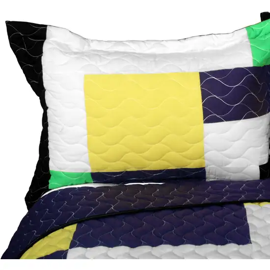 Football Field -  3PC Vermicelli - Quilted Patchwork Quilt Set (Full/Queen Size) Photo 3