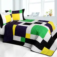 Photo of Football Field - 3PC Vermicelli - Quilted Patchwork Quilt Set (Full/Queen Size)