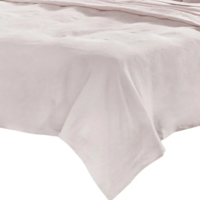 Four Piece Champagne Pink Linen Sheet Set Photo 4