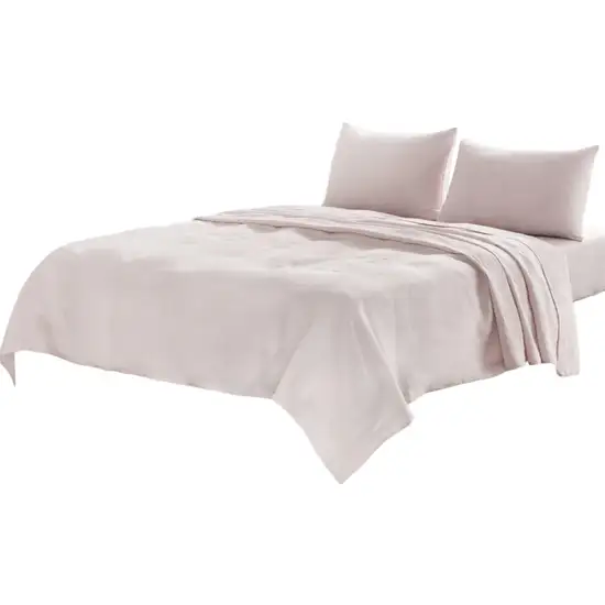 Four Piece Champagne Pink Linen Sheet Set Photo 2