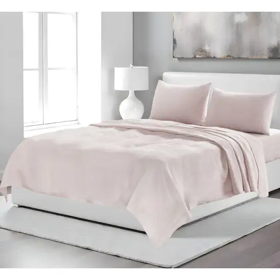 Four Piece Champagne Pink Linen Sheet Set Photo 1