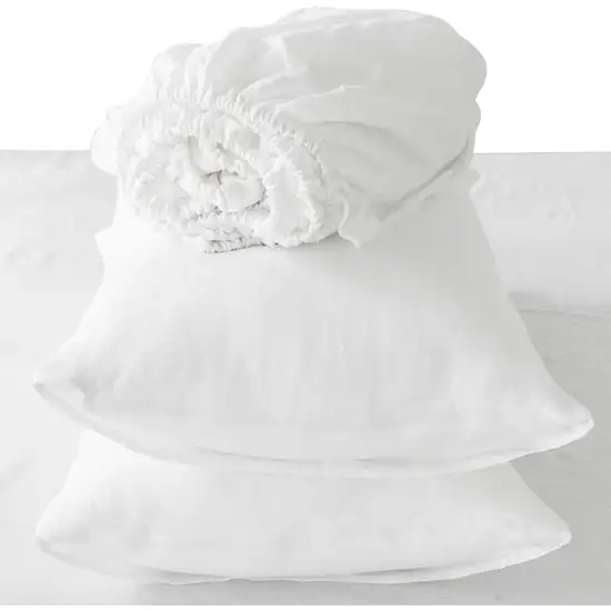 Four Piece Ivory Linen Sheet Set Photo 7