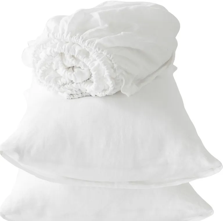 Four Piece Ivory Linen Sheet Set Photo 4