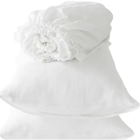 Four Piece Ivory Linen Sheet Set Photo 4