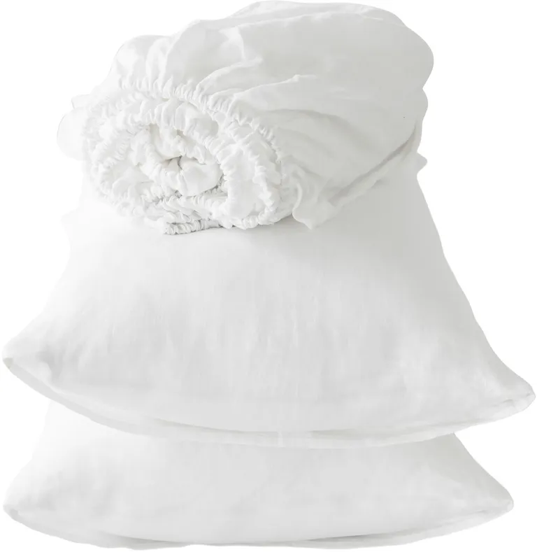 Four Piece Ivory Linen Sheet Set Photo 1